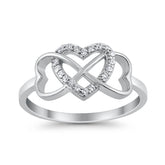 Infinity Heart Ring with Cubic Zirconia